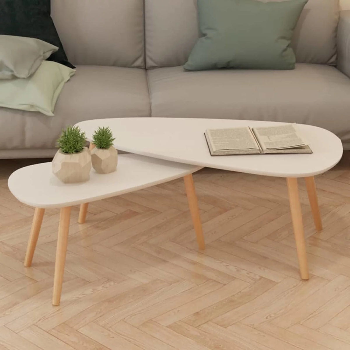 2 Piece Coffee Table Set White Q909619