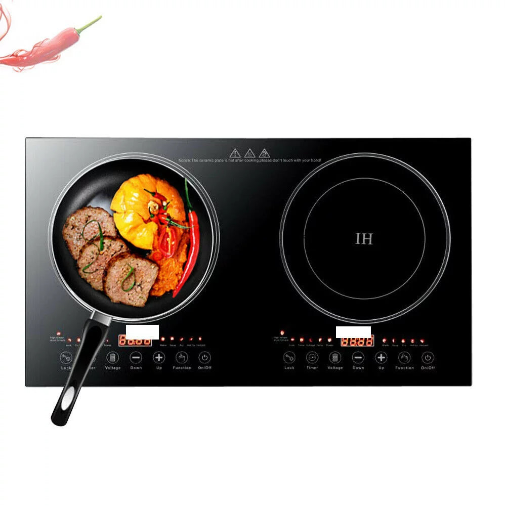 1200W Dual Burners Electric Cooktop Black H3724