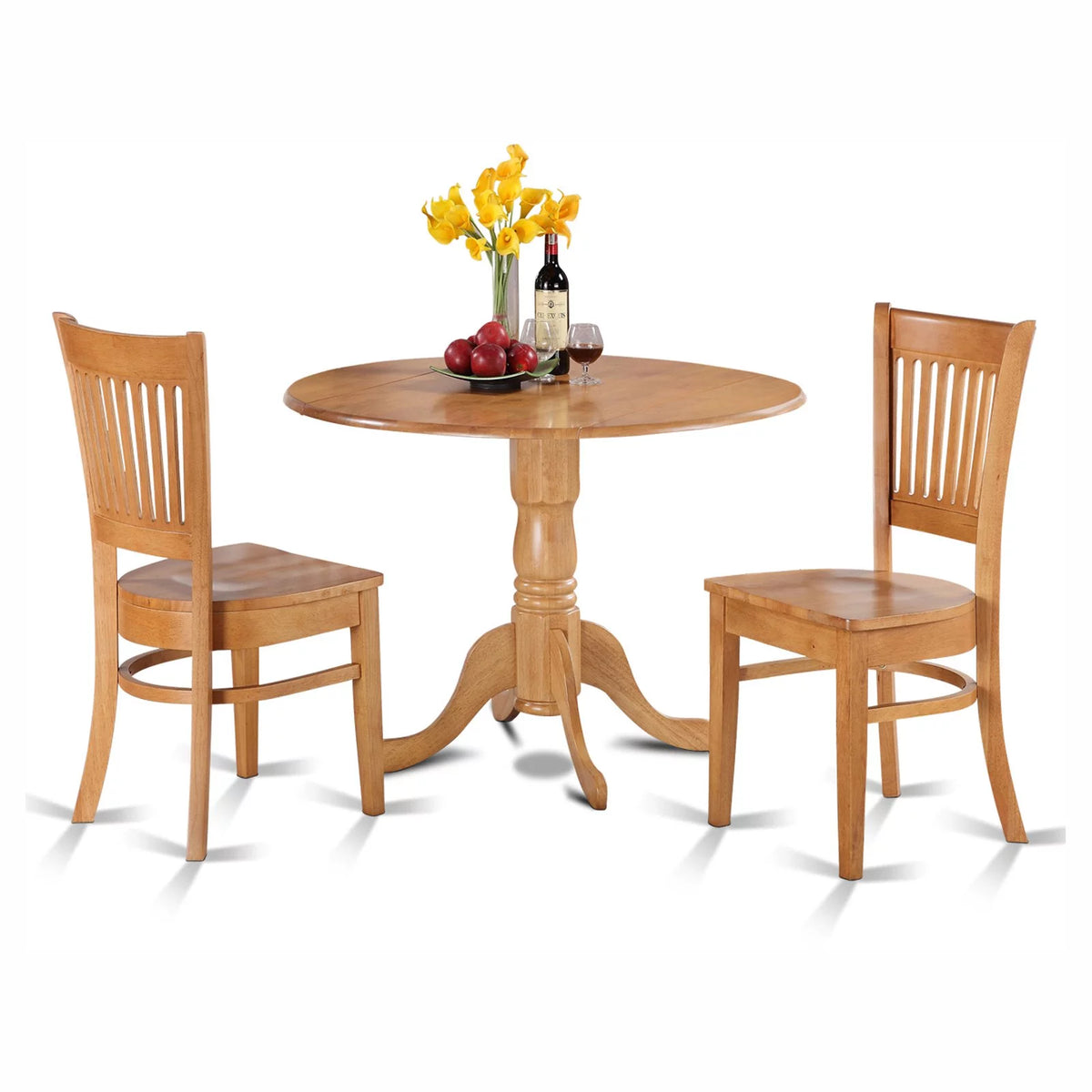 3-piece Oak Wood Dining Table and Chair Set E56443
