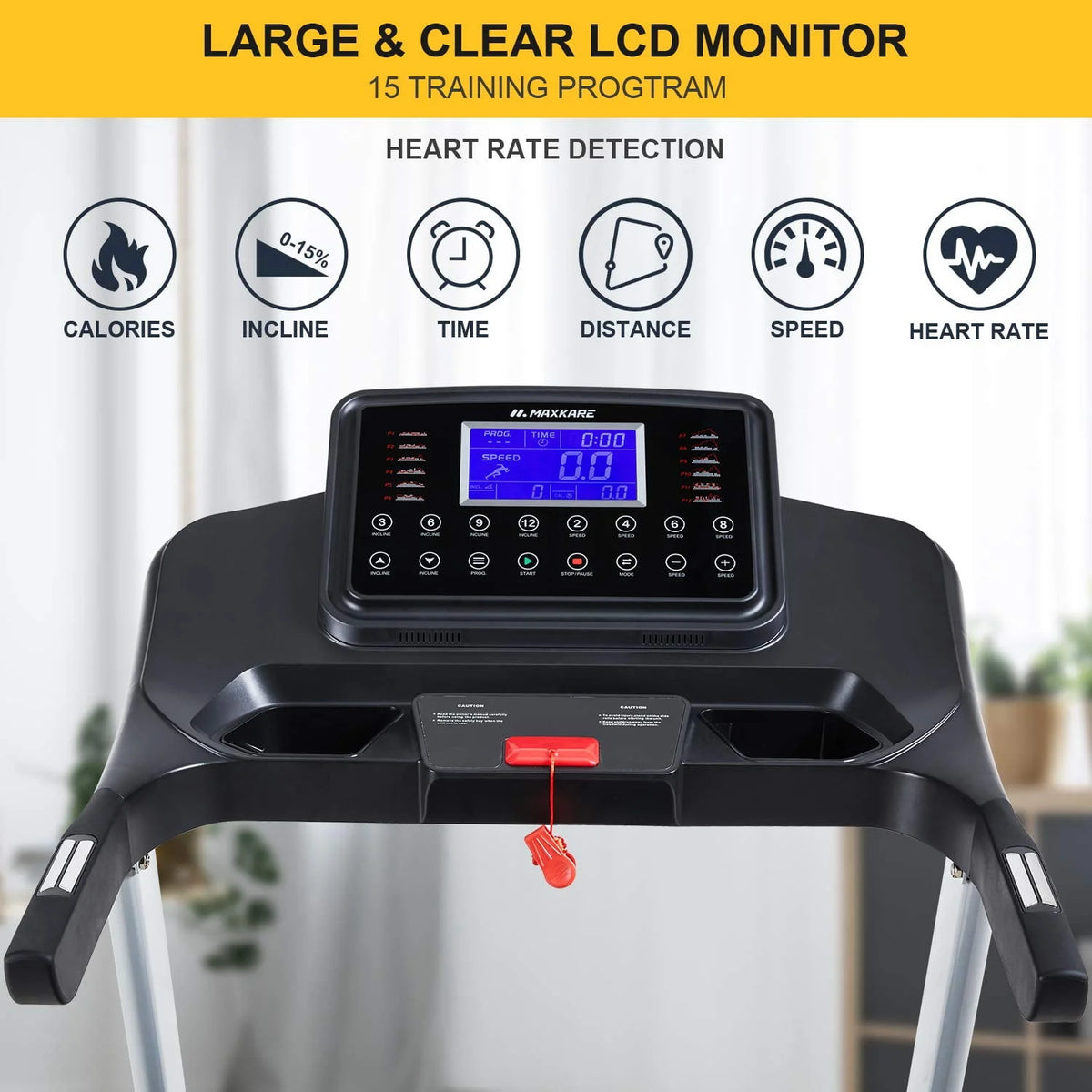 3HP Folding Treadmill with 15% Auto Incline, 300 LBS Capacity Z978