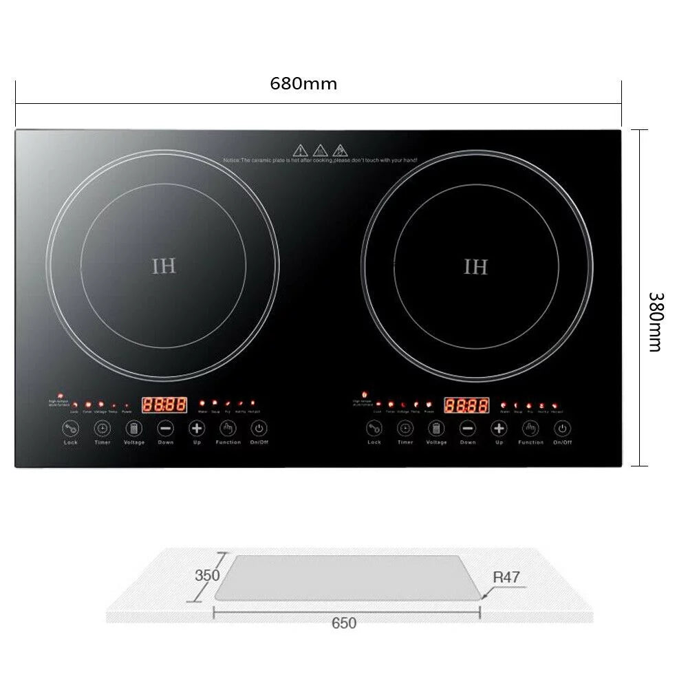 1200W Dual Burners Electric Cooktop Black H3724