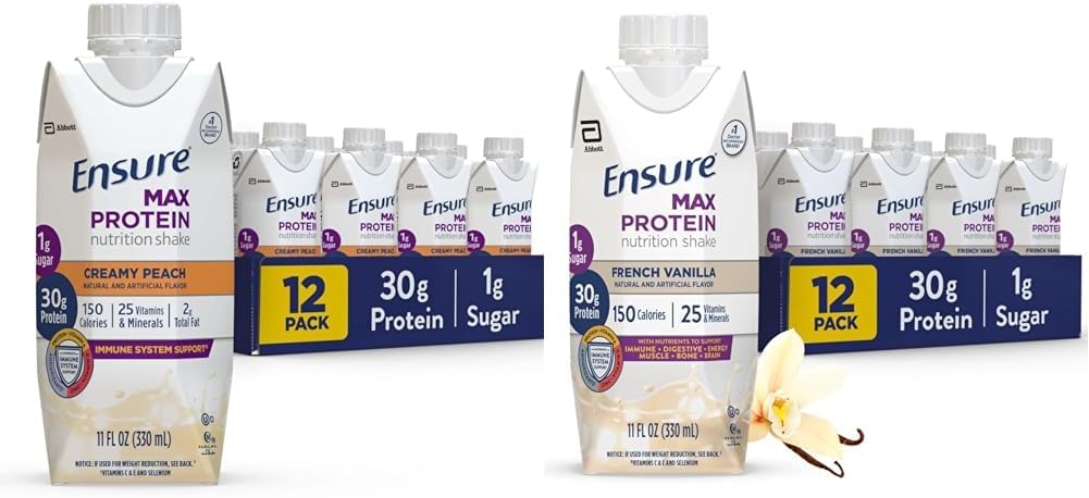 30g Protein 1g Sugar Creamy Peach French Vanilla Liquid 11 fl oz (Pack of 12) Protein Shake D2895