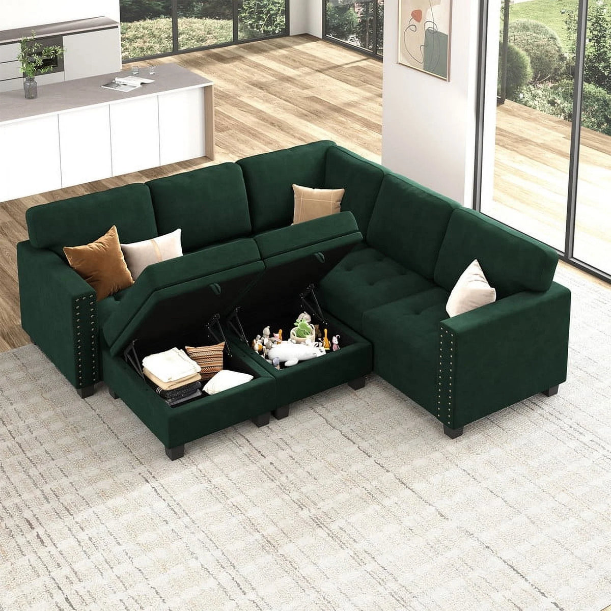 Oversized Convertible Sleeper Sectional Sofa with Storage G376