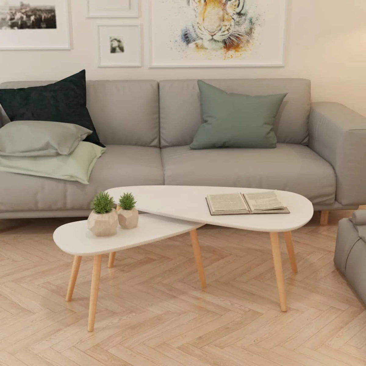 2 Piece Coffee Table Set White Q909619
