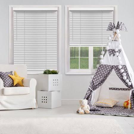 2 inch Cordless Faux Wood Blinds, White, 63 x 72 D37122