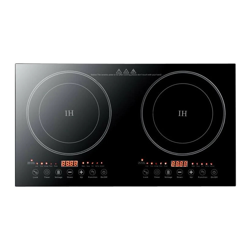 1200W Dual Burners Electric Cooktop Black H3724