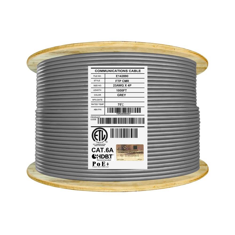 1000 ft Bulk Cat6a Shielded FTP Pure Copper Cable Reel Q4378