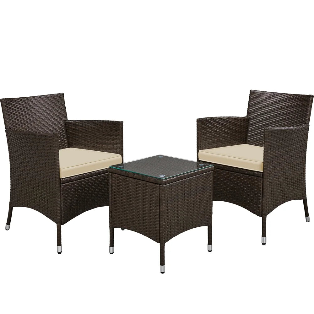 3-Piece Bistro Set with Rattan Chairs and Table J3273