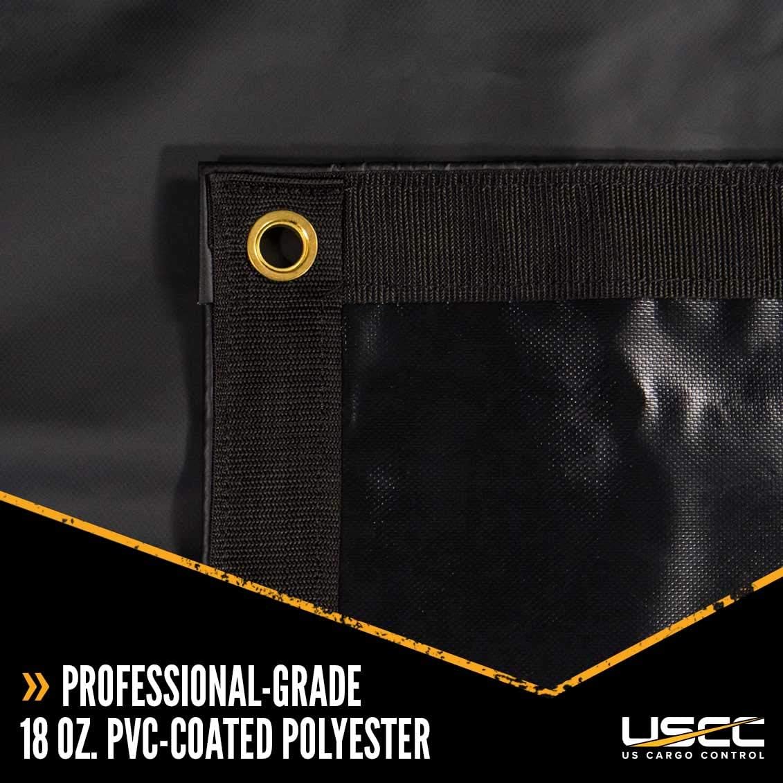 18 Ounce Black Lumber Tarp with 4 Foot Drop and Flap P7536