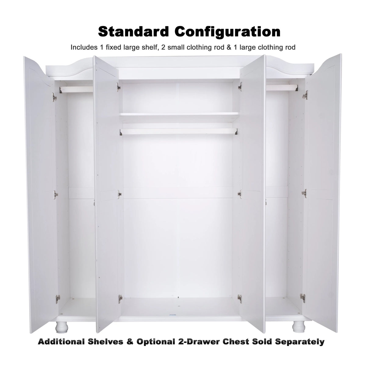 100% Solid Wood 4-Door Wardrobe Armoire O194