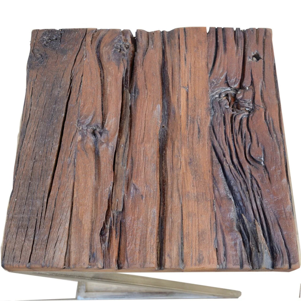 Wood Square Nesting Tables with Silver Base P397