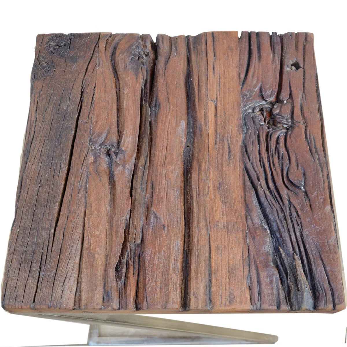 Wood Square Nesting Tables with Silver Base P397