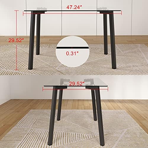 Clear Tempered Glass Dining Table with Metal Legs W16274