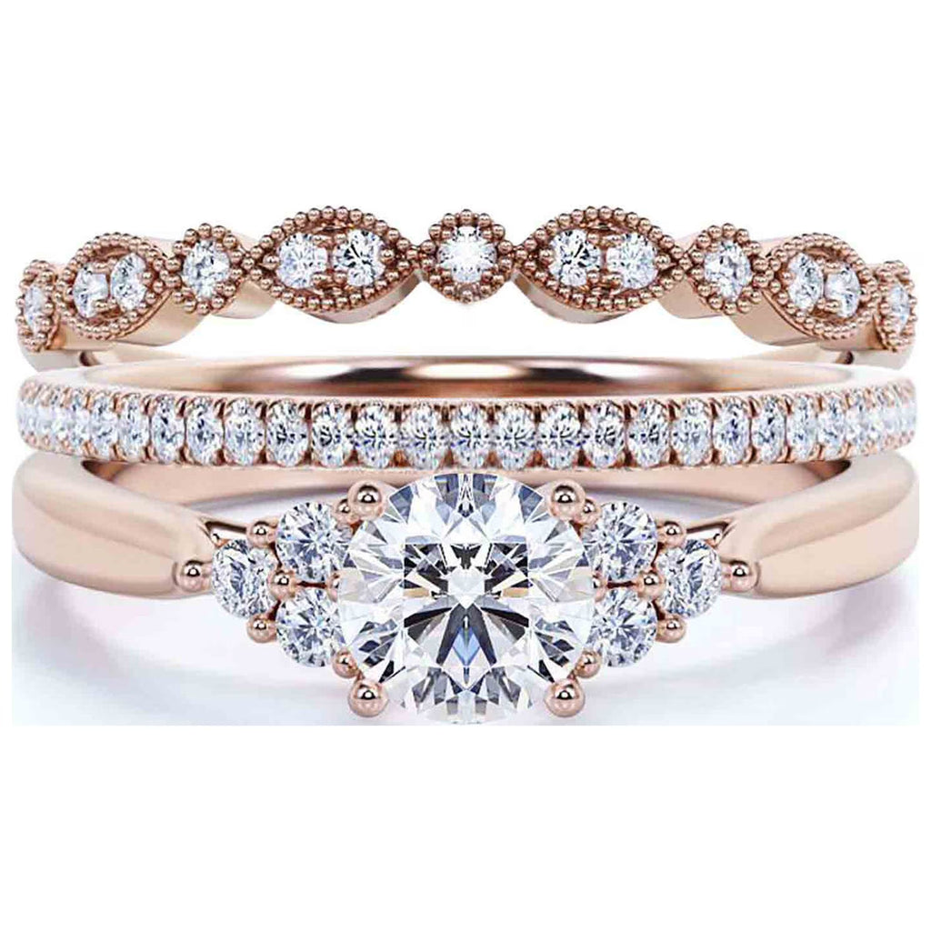 10k Solid Rose Gold Diamond Moissanite Engagement Ring M298404