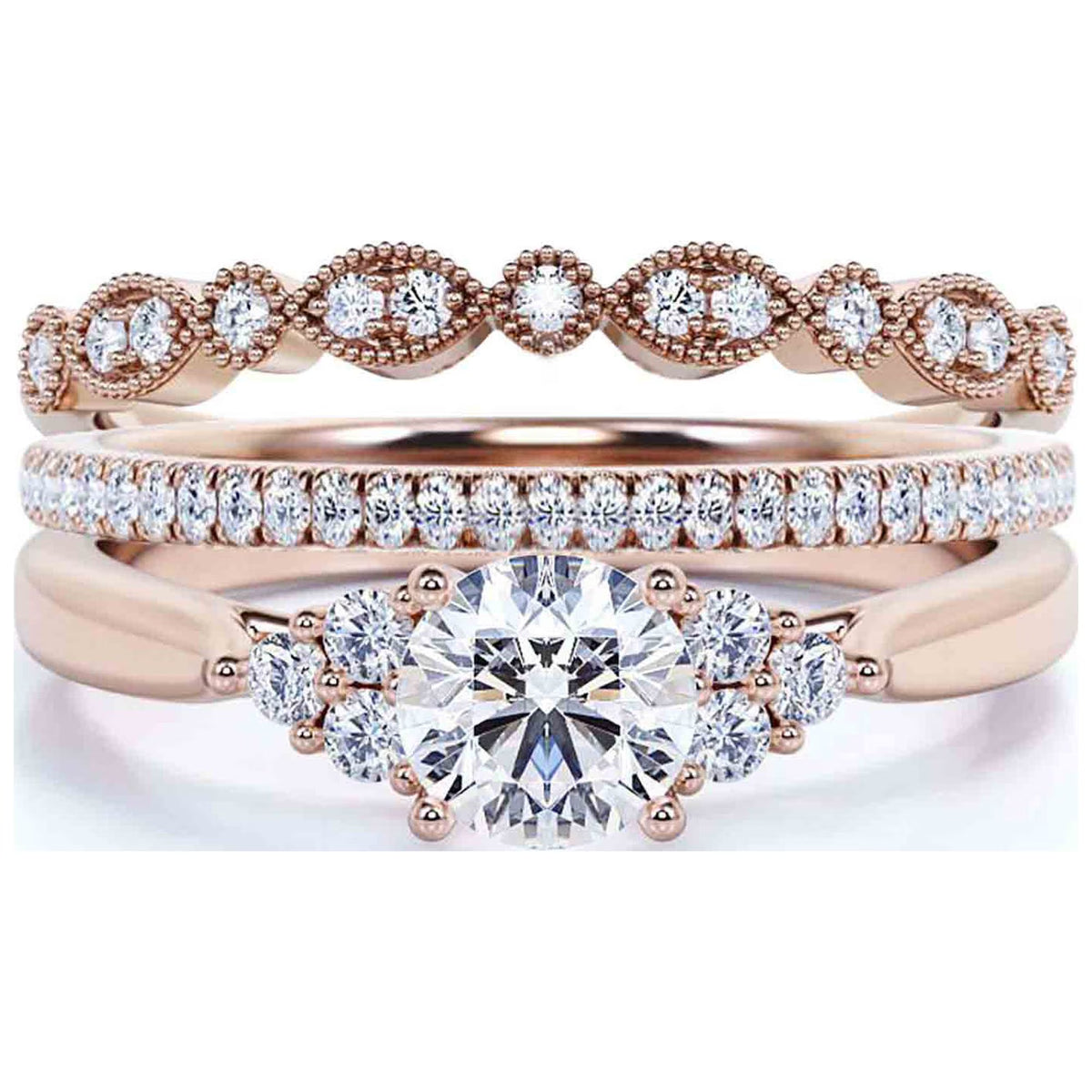 10k Solid Rose Gold Diamond Moissanite Engagement Ring M298404