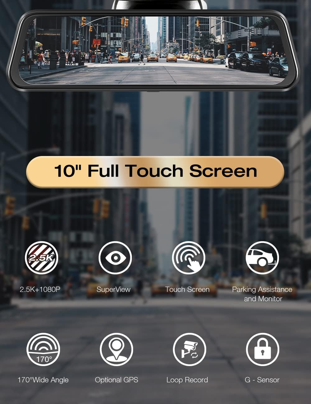 2.5K Mirror Dash Cam with Touch Screen P6574