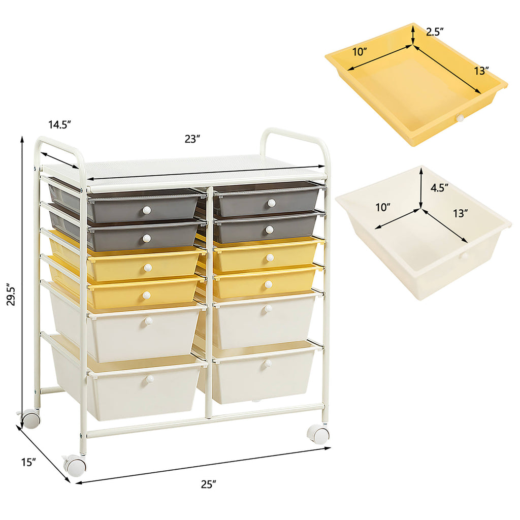 12 Drawer Rolling Storage Cart Organizer M456