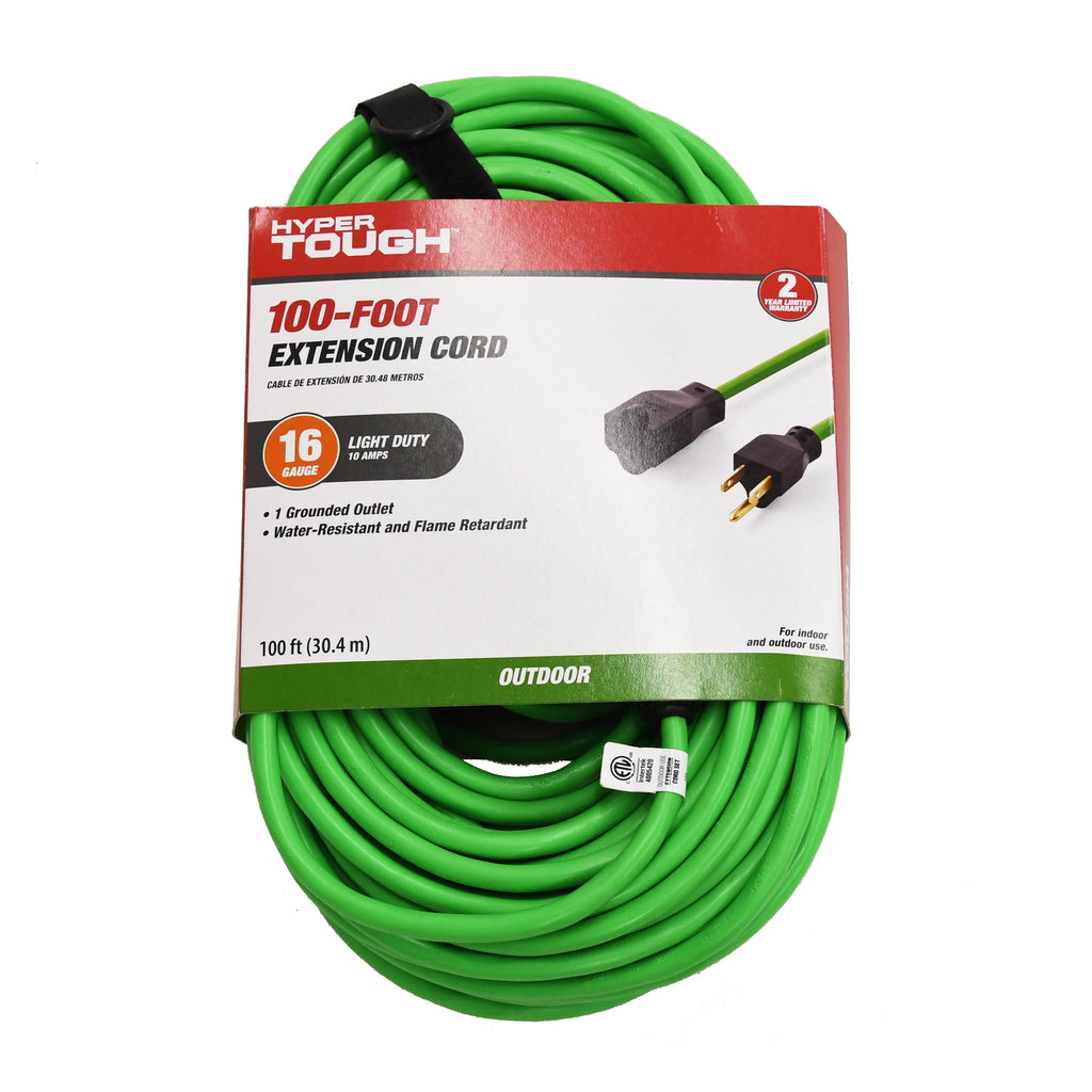100FT 16AWG 3 Prong Green Single Outlet Outdoor Extension Cord V339