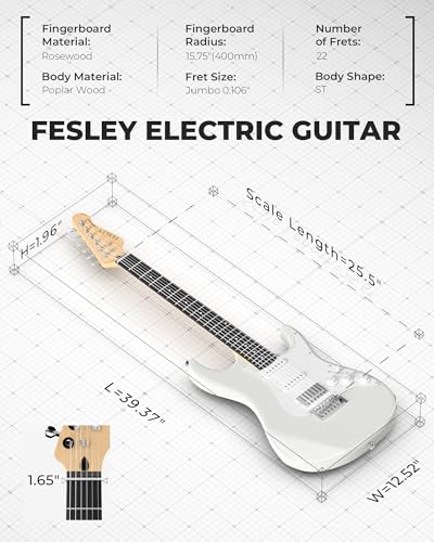 39 Inch HSS Pickup Full Size Solid Body Electric Guitar Kit with Amplifier W852143