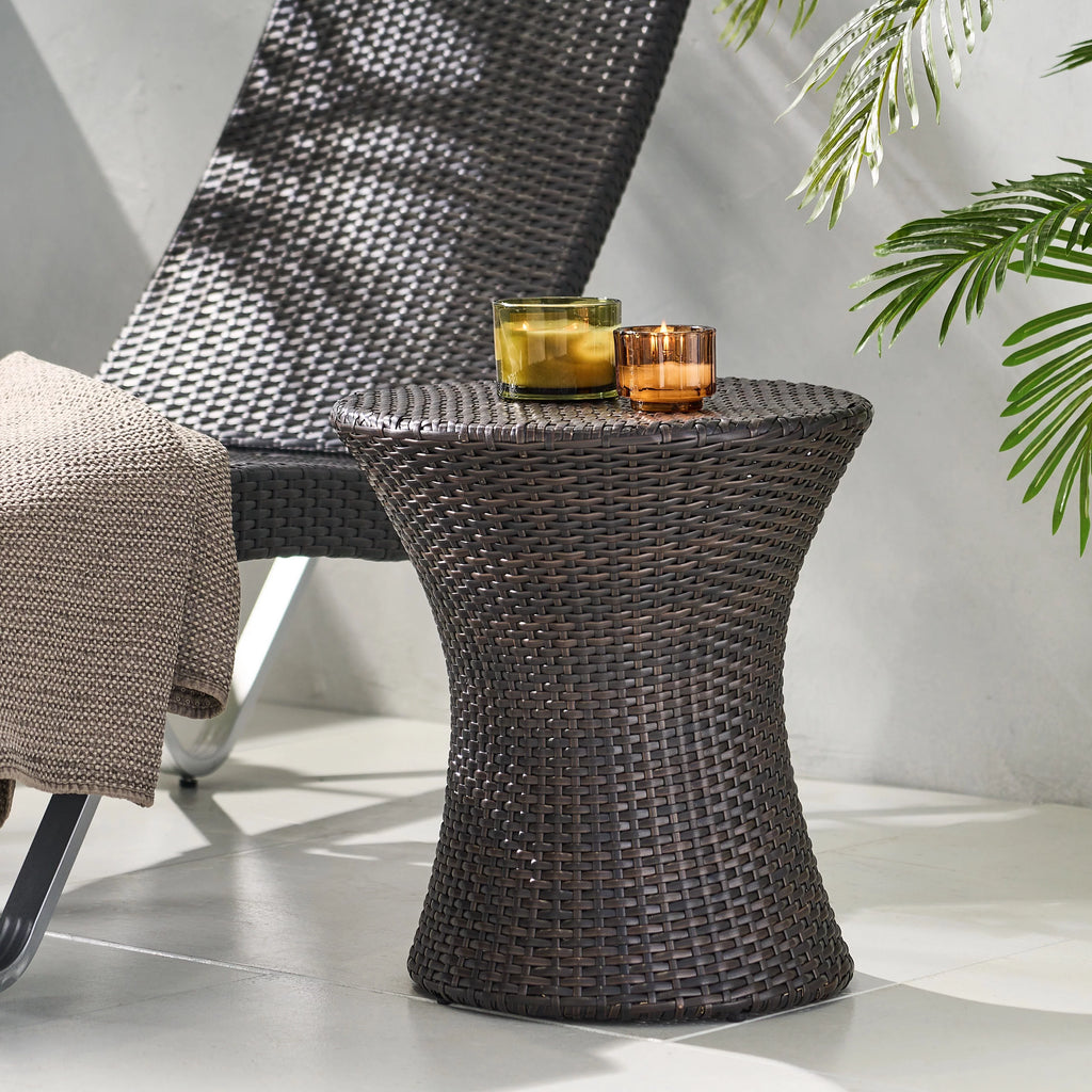 Multibrown Outdoor Wicker Side Table Z286598