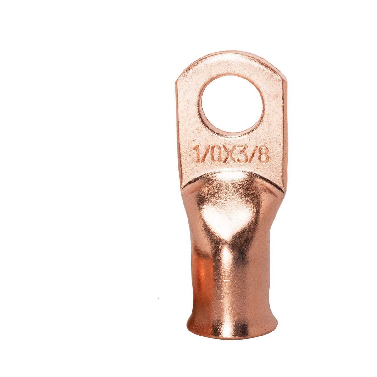 12PCS 1/0x3/8 Copper Ring Terminal Connectors 1/0 AWG Heavy Duty Battery Cable Ends Bare Copper Lugs with 12 PCS 3:1 Heat Shrink Tubing B19461