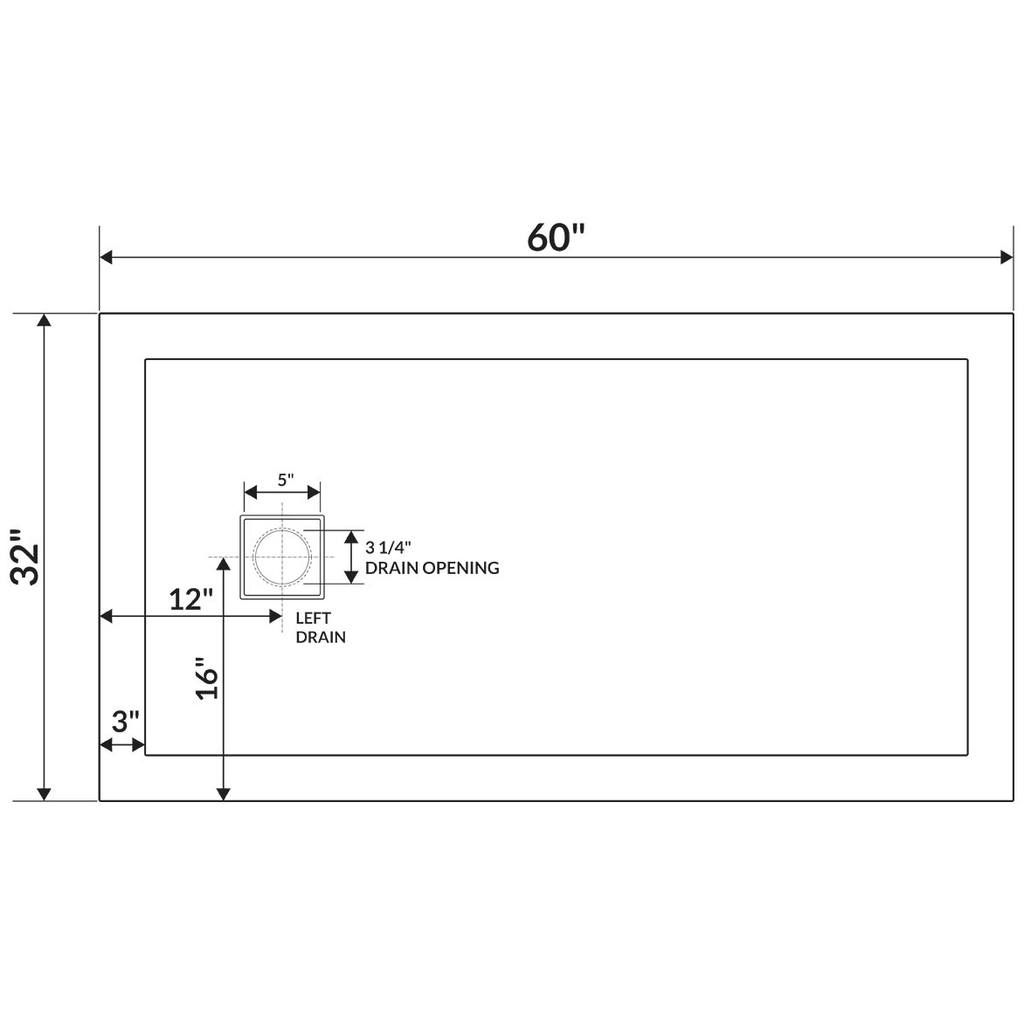 White 60 x 32 Shower Base Pan N814222