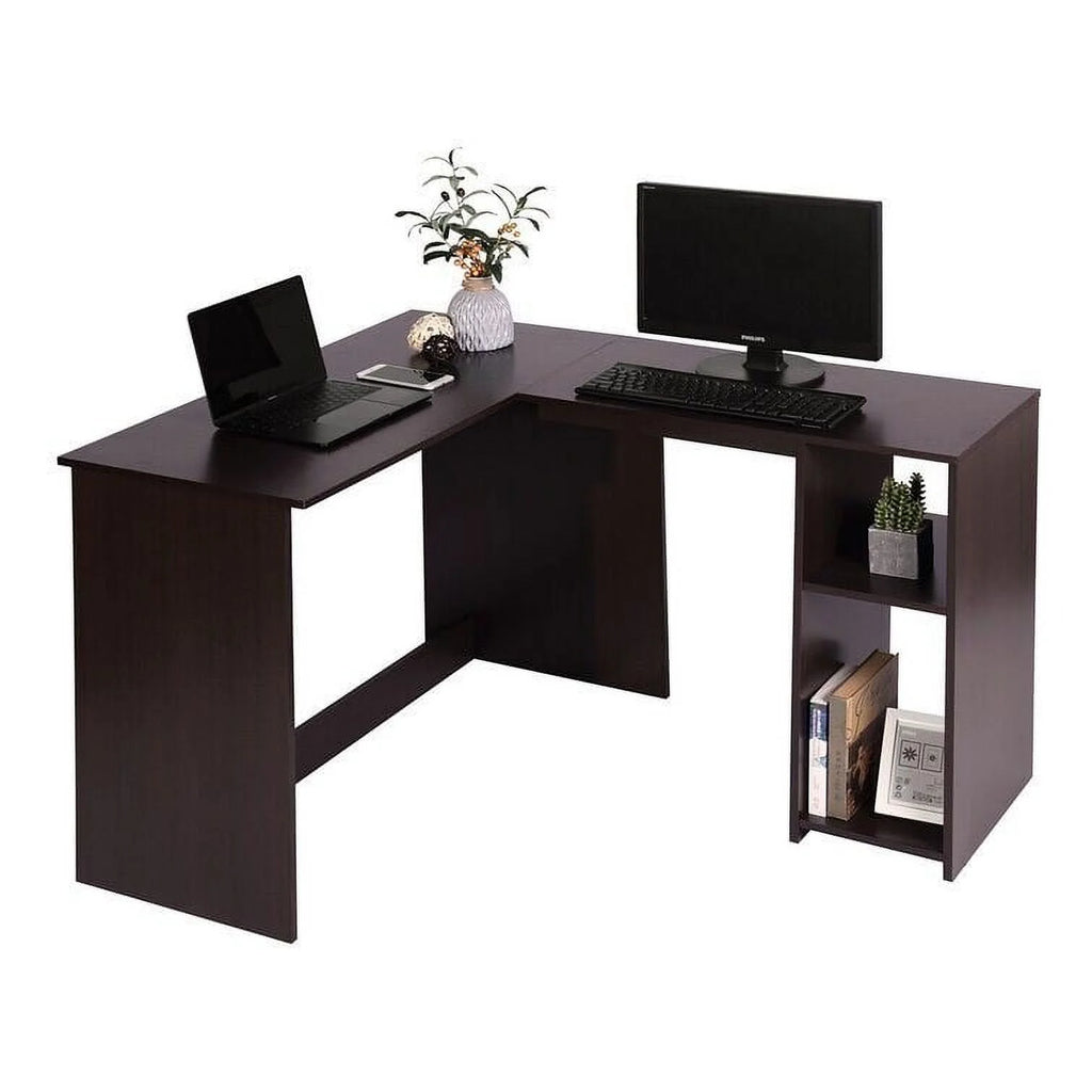 L-Shaped Corner Computer Desk with Shelves U97542