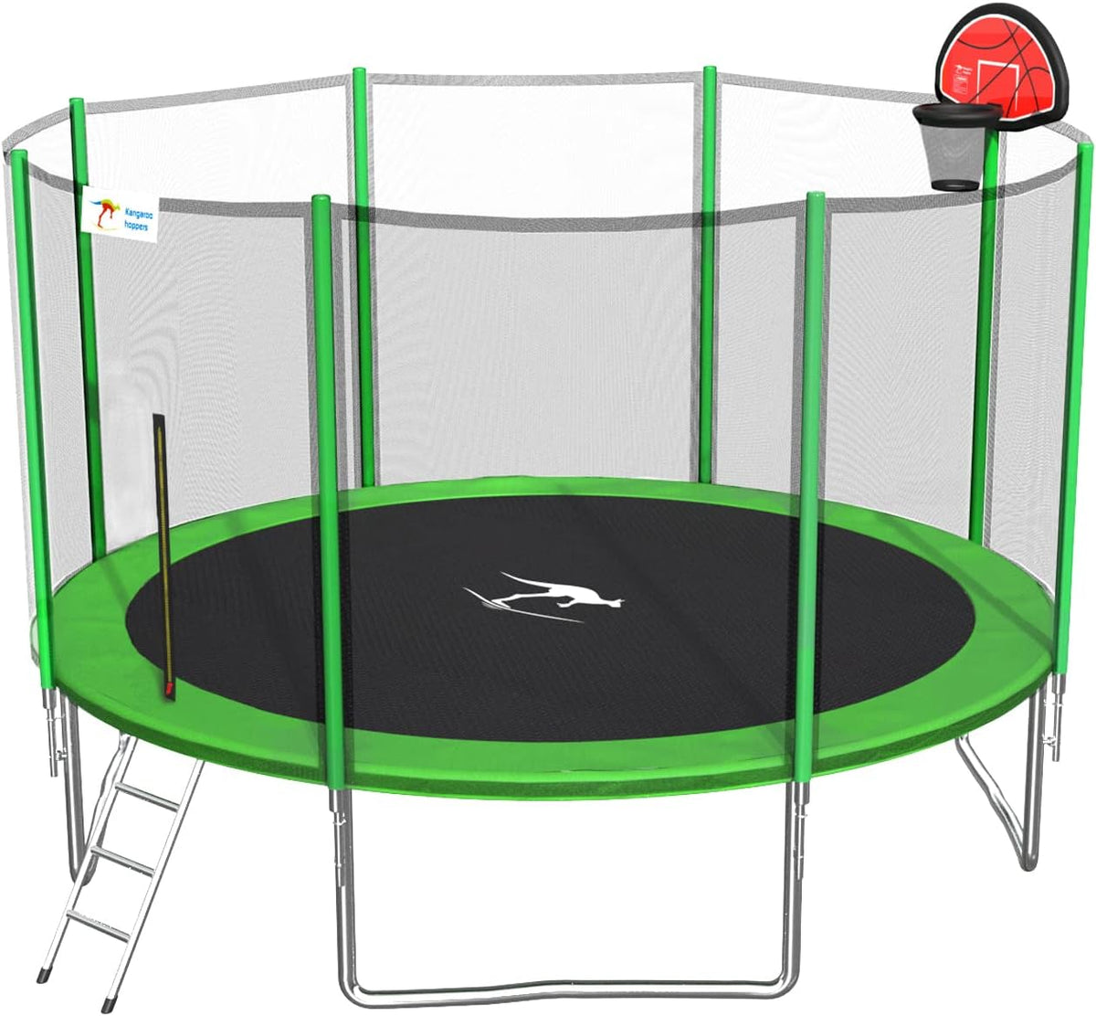 12/14/15 FT Trampoline with Safety Enclosure Net, Basketball Hoop and Ladder A728