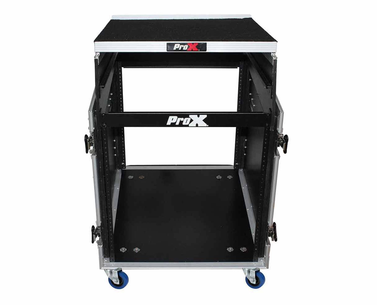 12U Rack 13U Top Mixer DJ Combo Flight Case with Laptop Shelf & Casters X233370