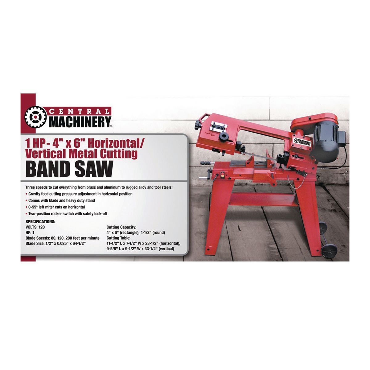 1 HP 4 in. x 6 in. Horizontal/Vertical Metal Cutting Band Saw V725523