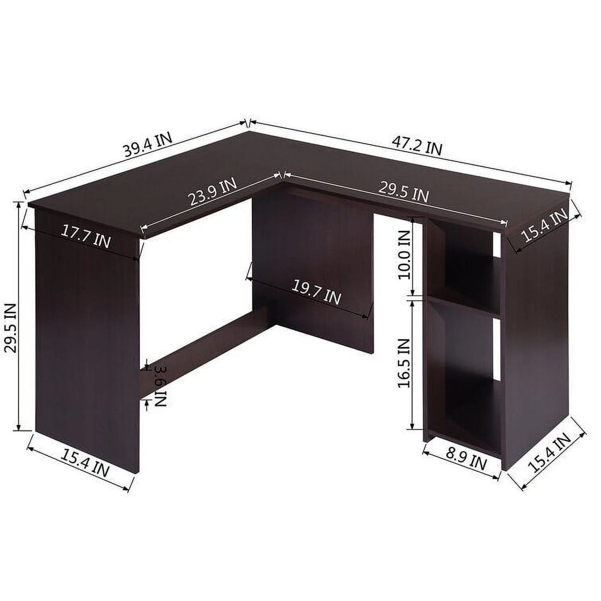 L-Shaped Corner Computer Desk with Shelves U97542