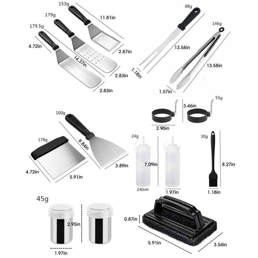 15 Pcs Stainless Steel BBQ Tools Set with Storage Bag U94159