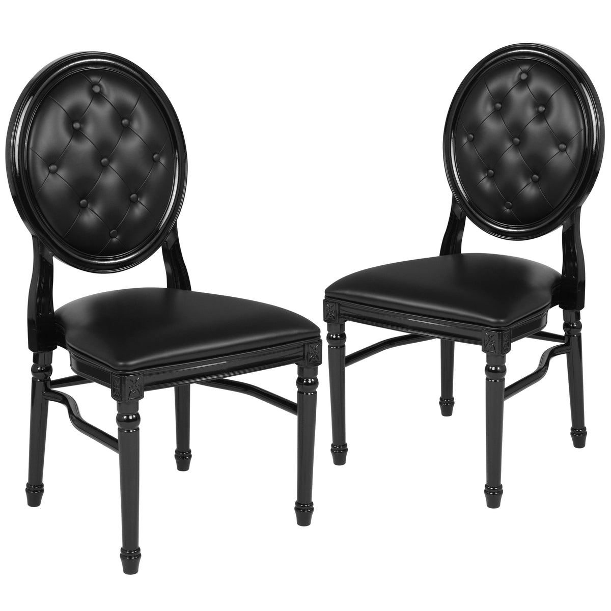 2 Pack Black Vinyl Tufted Back Chair T970