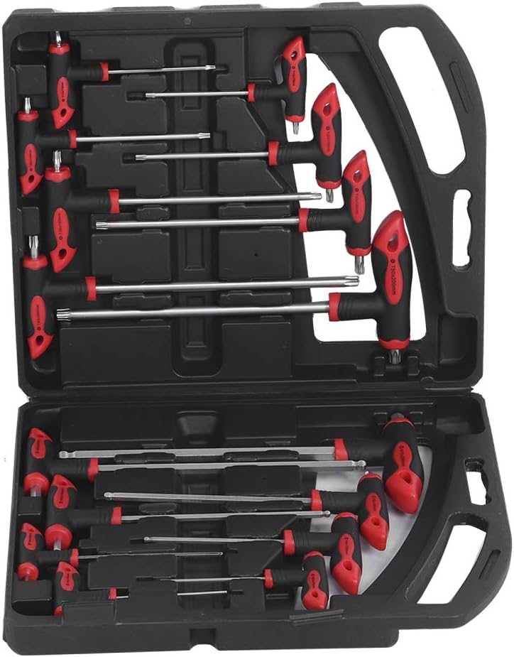 16 pcs T-Handle Hex Wrench Set, Ball End, 75mm-200mm, T10-T50 A826070