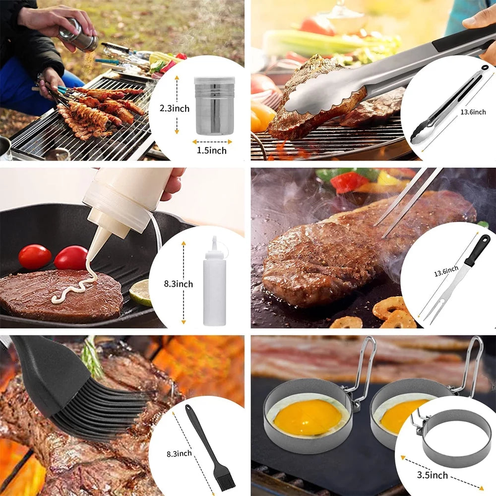 15 Pcs Stainless Steel BBQ Tools Set with Storage Bag U94159