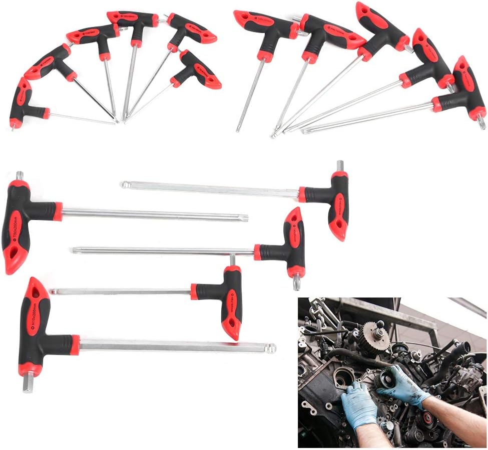 16 pcs T-Handle Hex Wrench Set, Ball End, 75mm-200mm, T10-T50 A826070