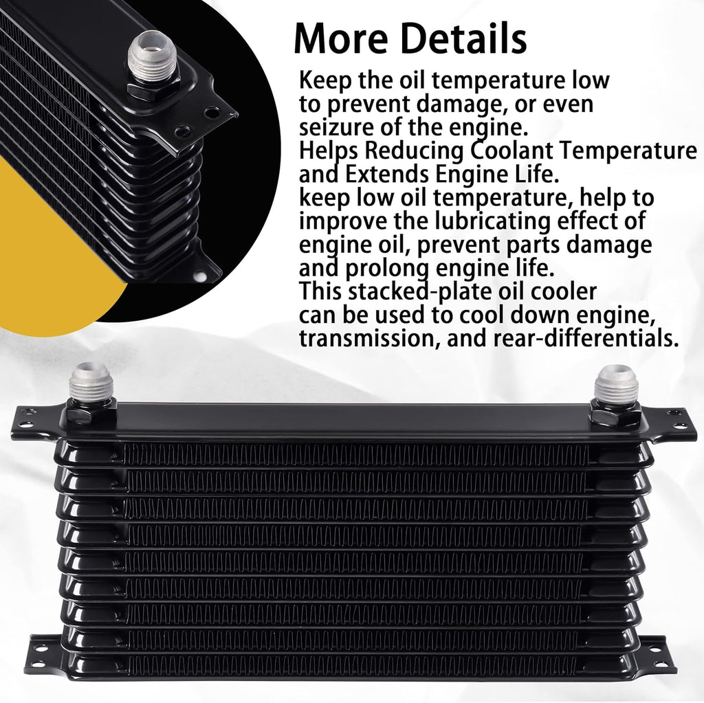 10 Row AN10 Stacked Plate Aluminum Oil Cooler Pack of 2 L687