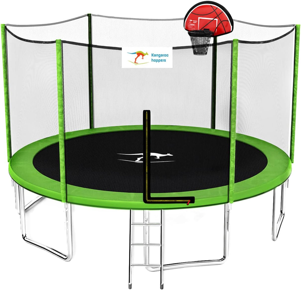 12/14/15 FT Trampoline with Safety Enclosure Net, Basketball Hoop and Ladder A728