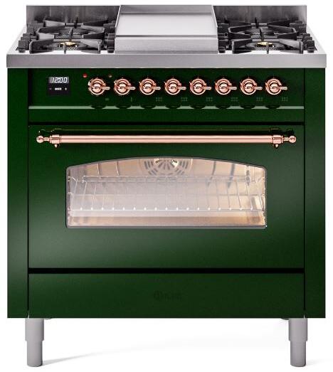 36 Dual Fuel Natural Gas Range Emerald Green Copper Trim B592344
