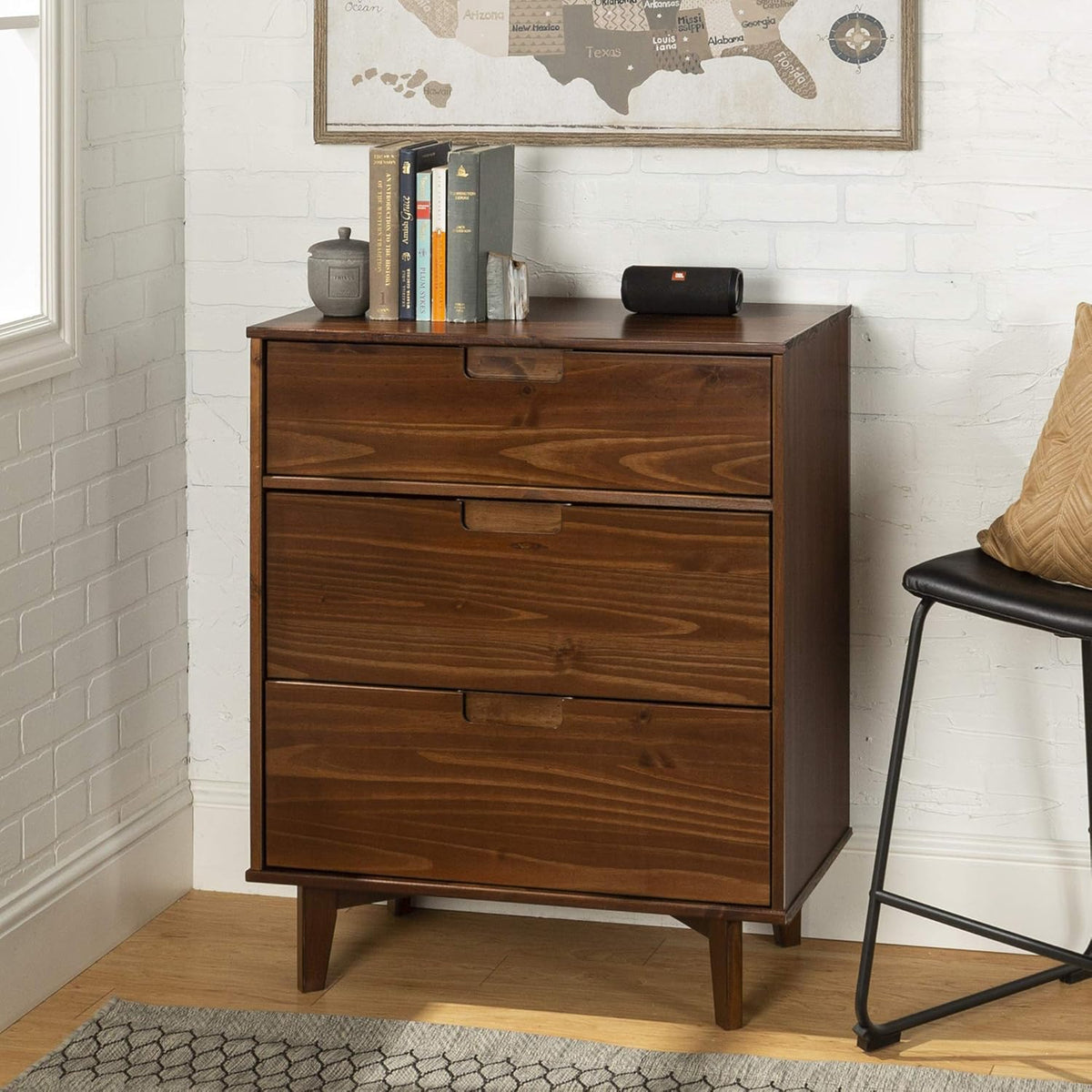 3 Drawer Mid Century Modern Wood Dresser T293606