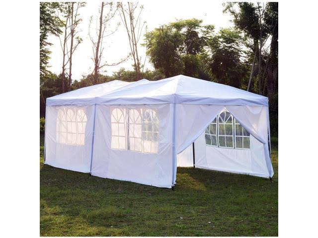 10x20 ft Pop Up Canopy Tent Gazebo with Sides - White N995617