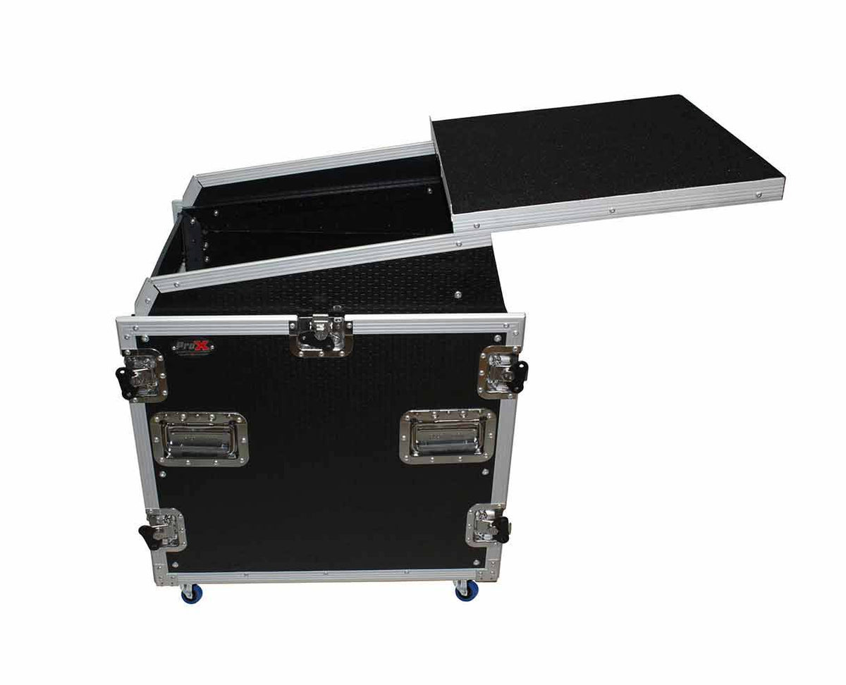 12U Rack 13U Top Mixer DJ Combo Flight Case with Laptop Shelf & Casters X233370