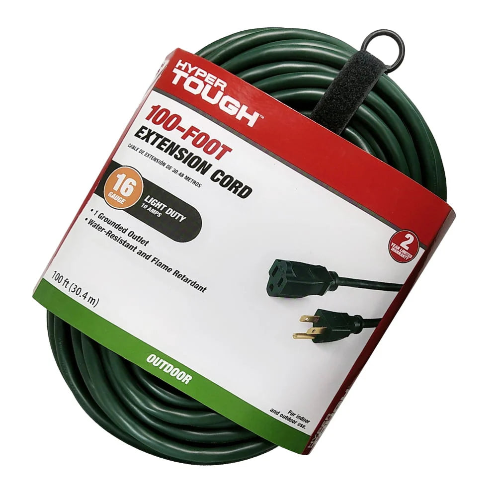 100FT 16AWG 3 Prong Green Single Outlet Outdoor Extension Cord V339