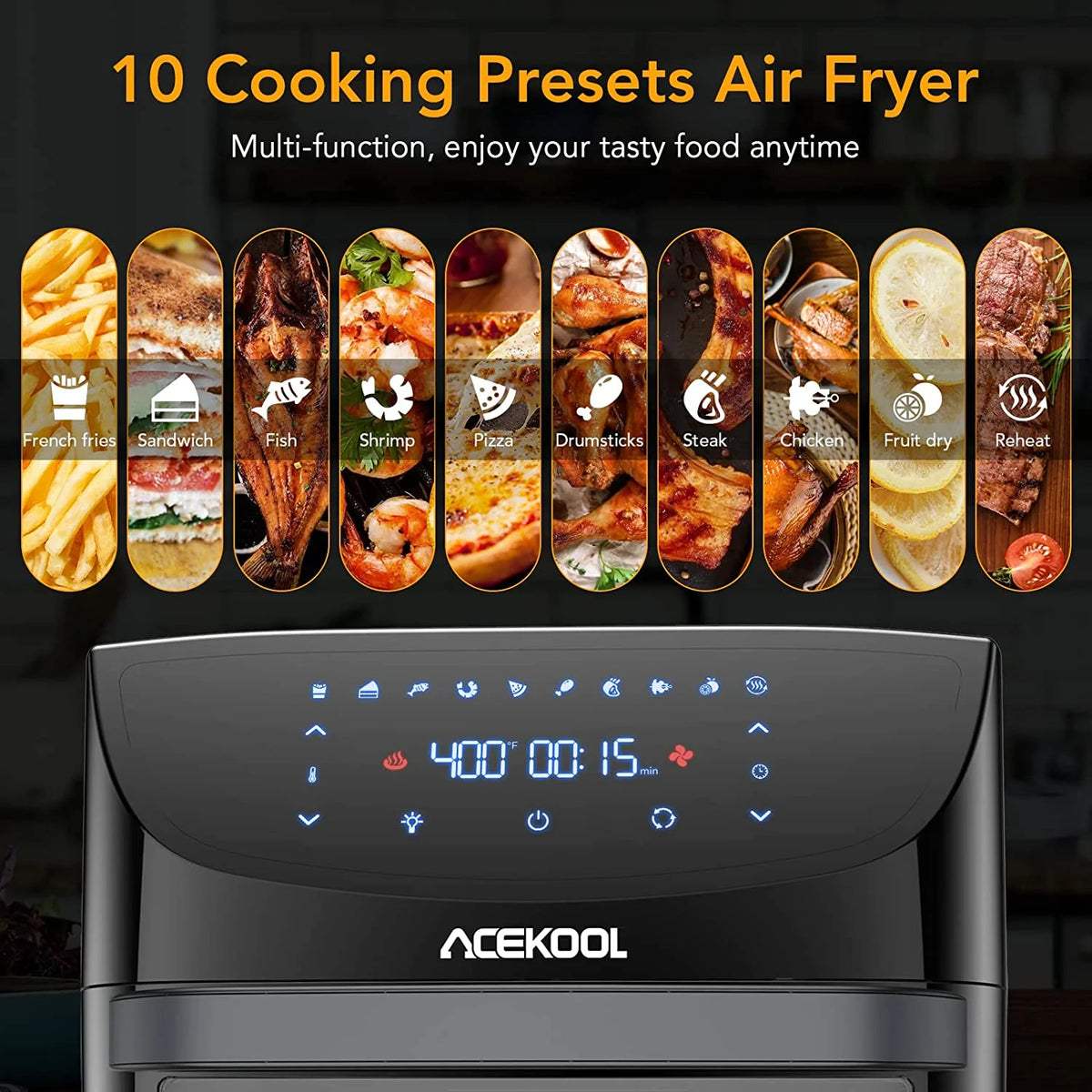 20QT 10-in-1 Air Fryer Toaster Oven Combo with Rotisserie and Racks T57539