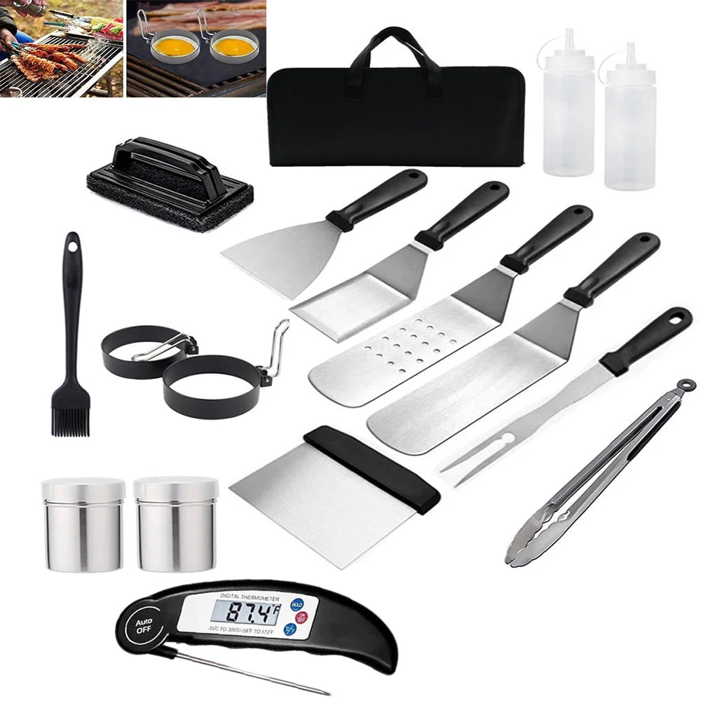 15 Pcs Stainless Steel BBQ Tools Set with Storage Bag U94159