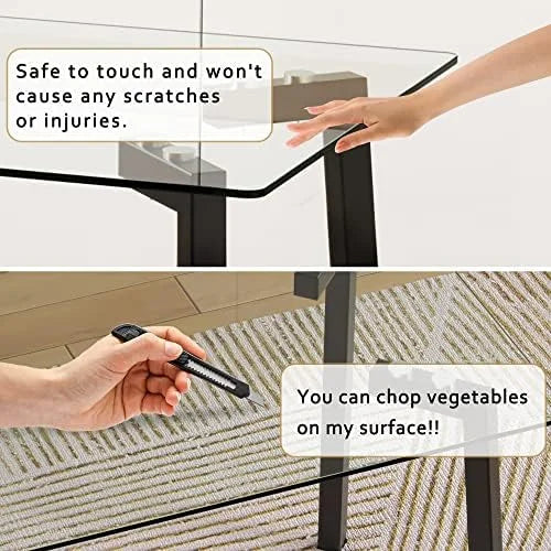 Clear Tempered Glass Dining Table with Metal Legs W16274