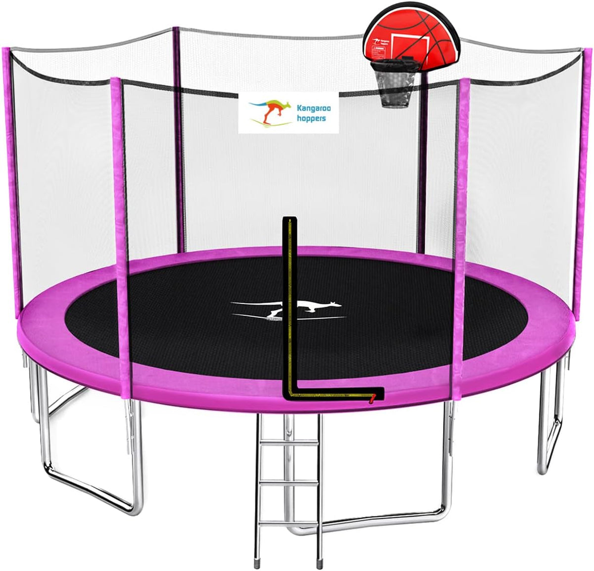 12/14/15 FT Trampoline with Safety Enclosure Net, Basketball Hoop and Ladder A728
