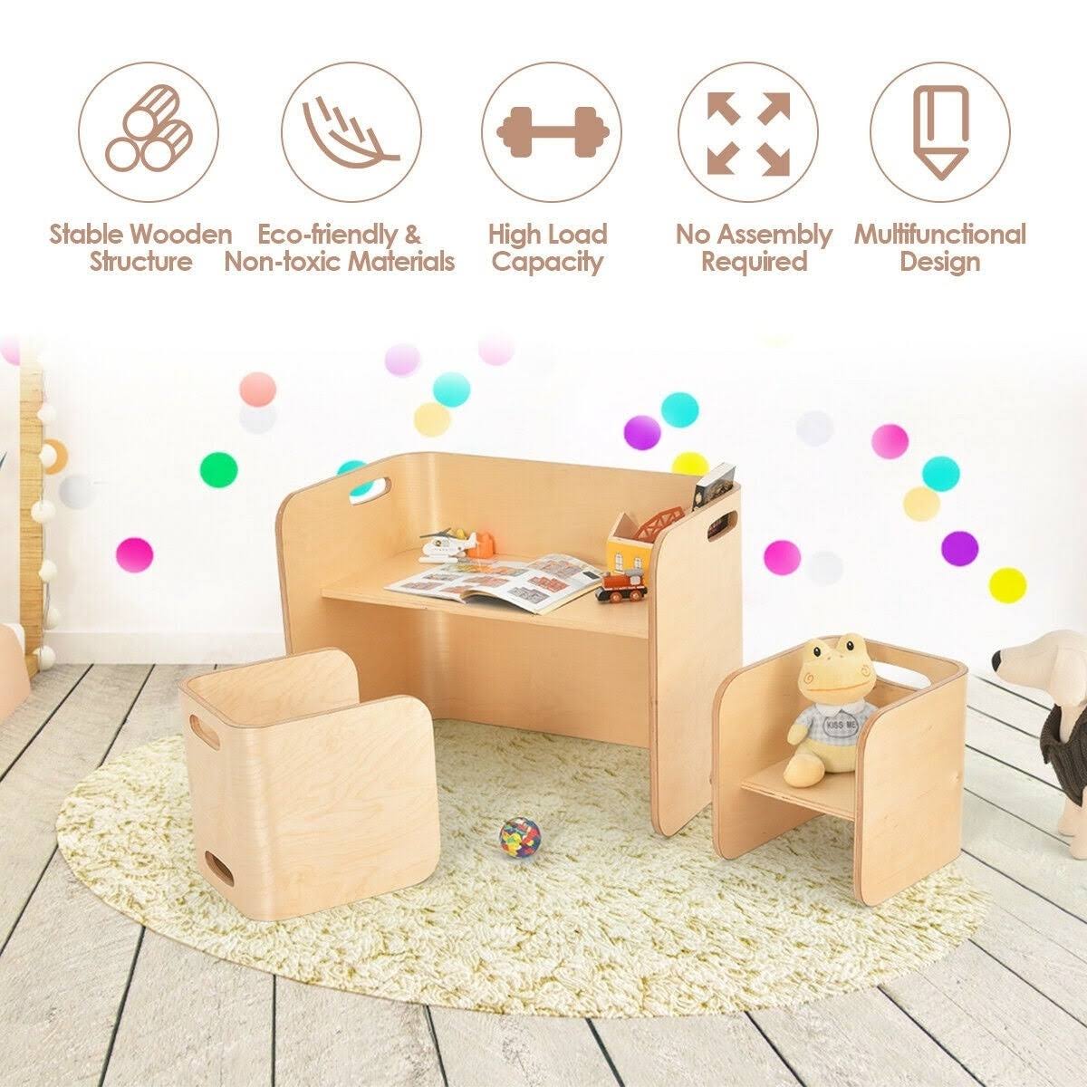 3 Piece Kids Wooden Table and Chair Set X670