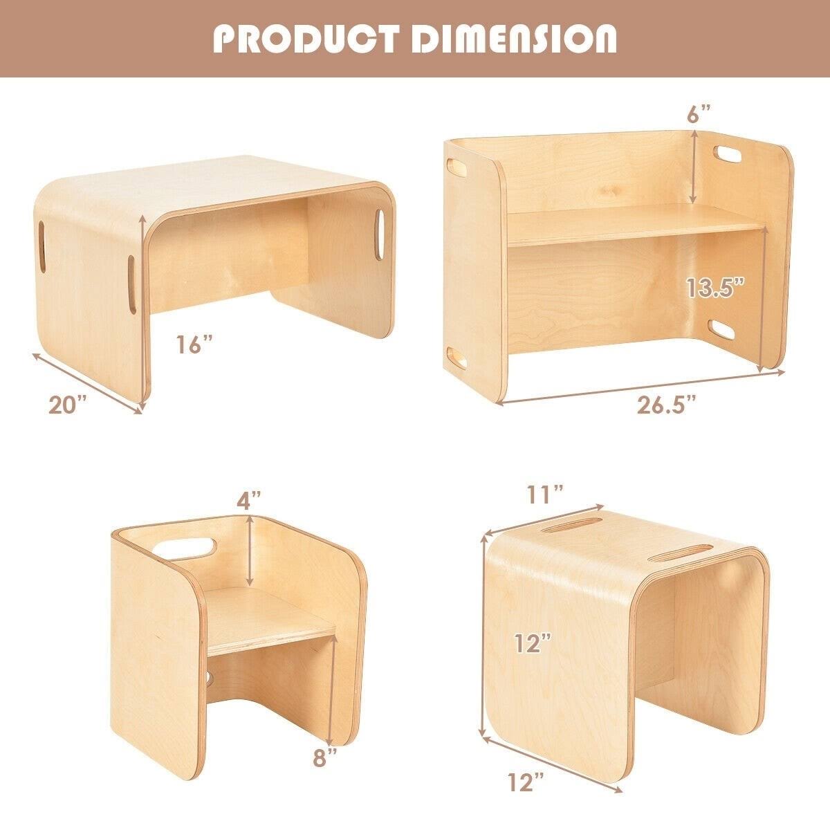 3 Piece Kids Wooden Table and Chair Set X670