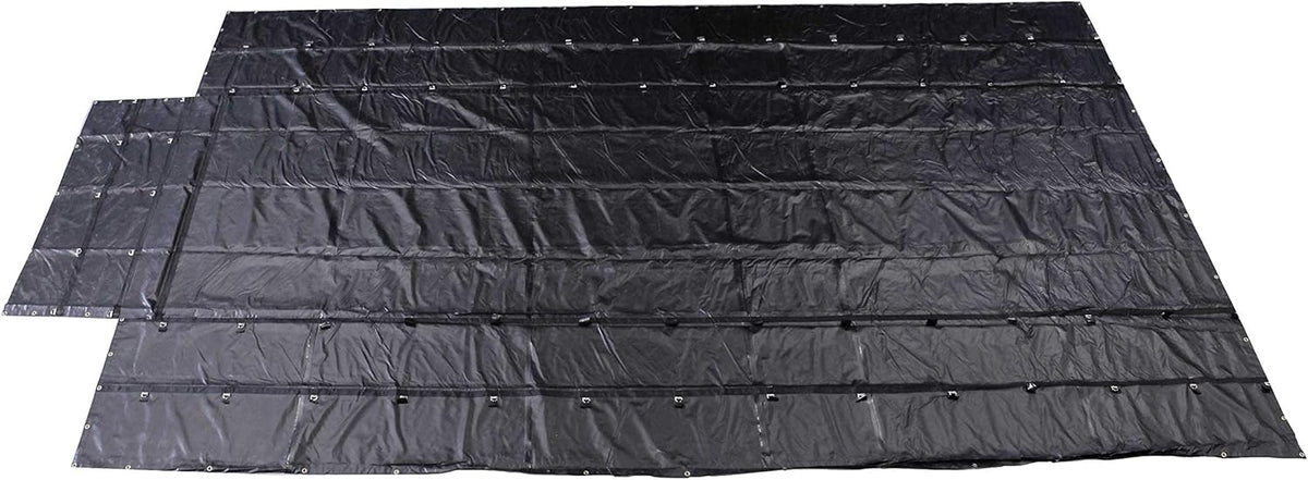 18 Ounce Black Lumber Tarp with 4 Foot Drop and Flap P7536